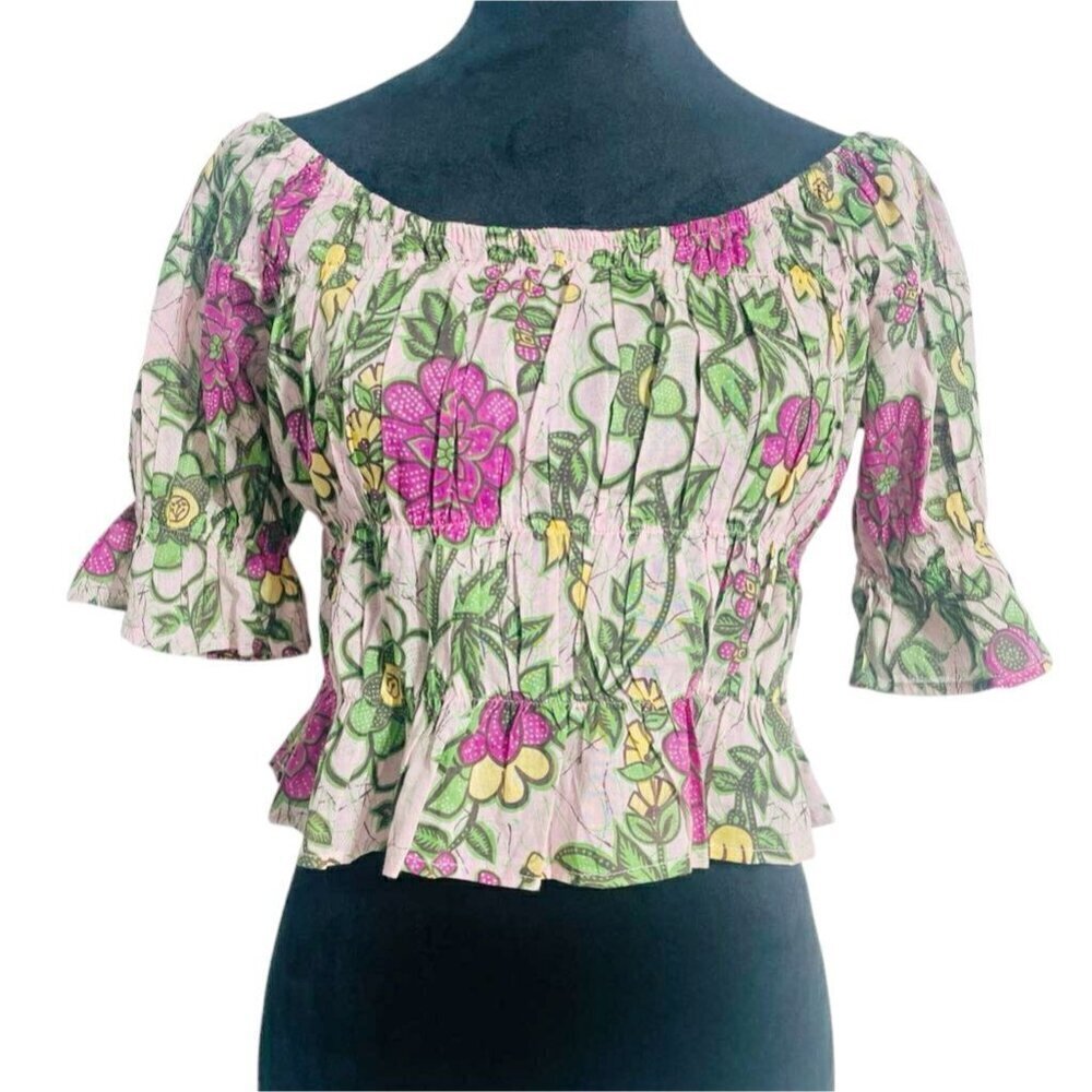 NEW Banjanan Size Large Blouse Floral Off The Shoulder Cora Top Freyja Flower - Picture 2 of 10